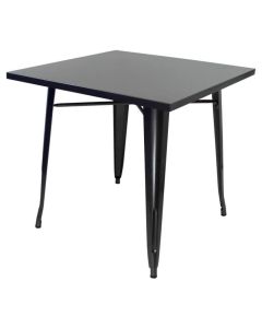 Profile view of gloss gun metal Tolix dining table