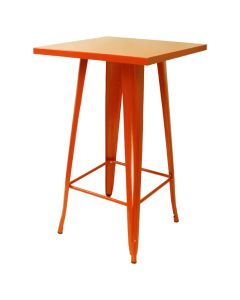 Tolix Style Bar Table - 60cm Square - Gloss Orange