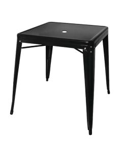 Profile view of gloss black Tolix stacking table