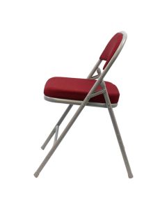 Profile view of red premium plus comfort folding chair