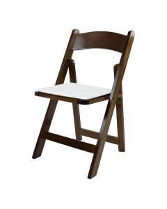 Dark Wooden Folding Wedding Chair White Seat Pad
