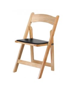 Natural Folding Wedding Chair Black Seat Pad