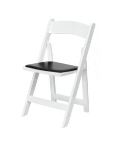 White Folding Wedding Chair Black Seat Pad