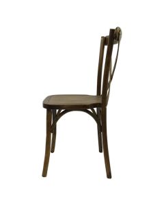Profile view of rustic Crossback chair