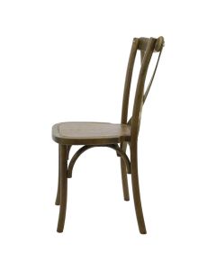Profile view of rustic Crossback chair