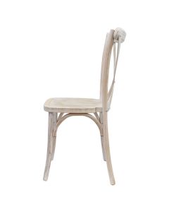 Profile view of Limewash Crossback chair