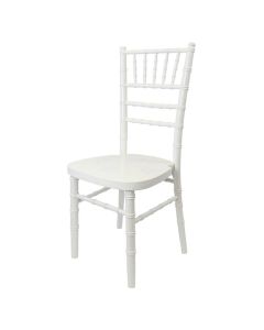 Profile view of white Chiavari chair