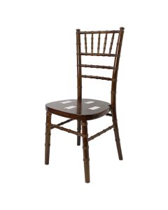 Profile view of walnut Chiavari chair
