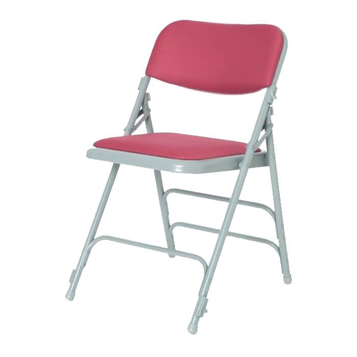 Comfort Metal Folding Chair | Grey Frame Burgundy Fabric