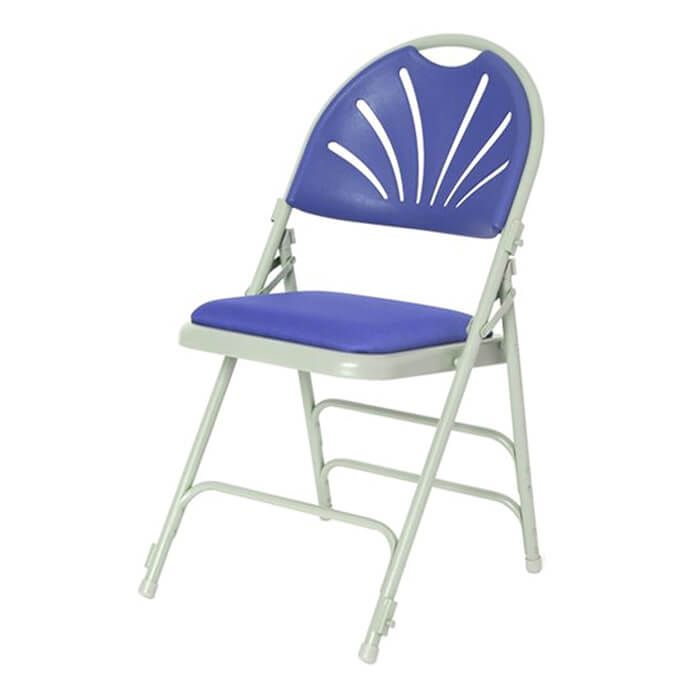 Comfort Premium Metal Folding Chair | Grey Frame Blue Fabric