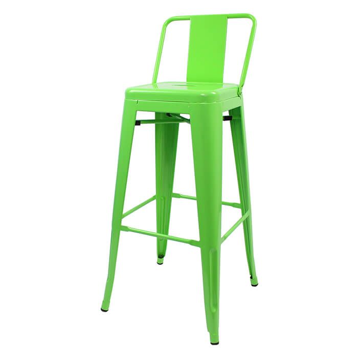 Tolix Style Bistro Bar Height Stool with Low Back | Green