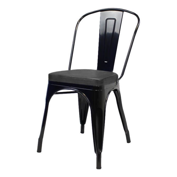 Tolix Style Bistro Chair with Box Seat | Gloss Black