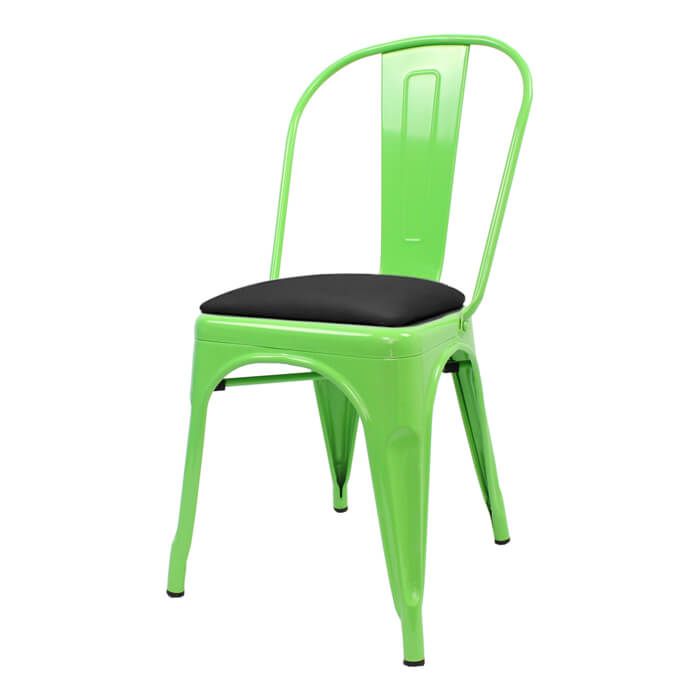 Tolix Style Bistro Chair with Dome Seat | Green