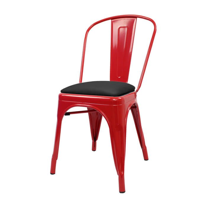 Tolix Style Bistro Chair with Dome Seat | Red