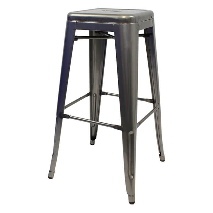 Tolix Style Bistro Bar Height Stool | Industrial Grey