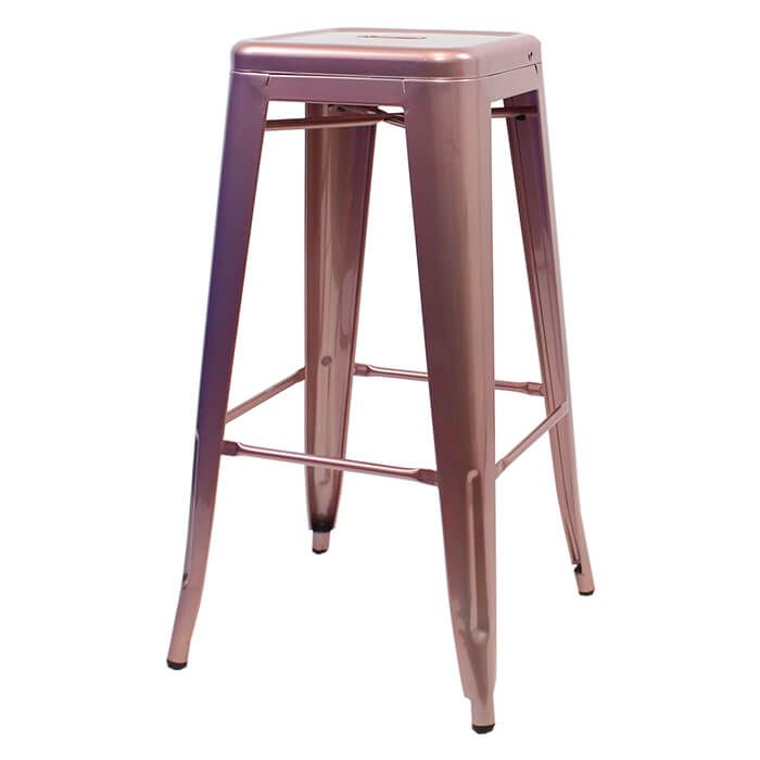 Tolix Style Bistro Bar Height Stool | Rose Gold