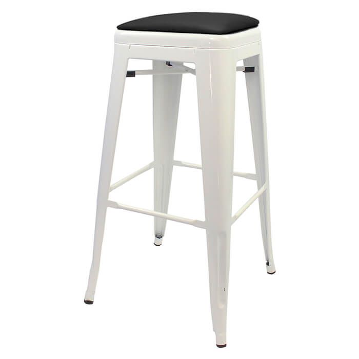 Tolix Style Bistro Bar Stool with Dome Seat | White