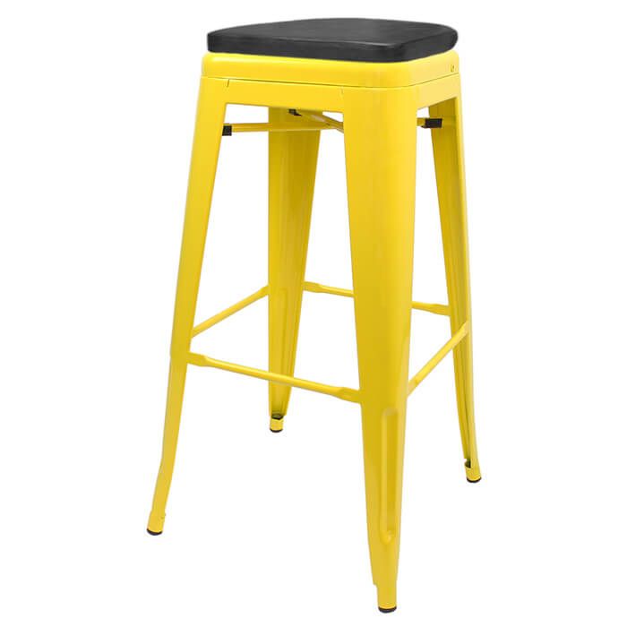 Tolix Style Bistro Bar Stool with Box Seat | Yellow
