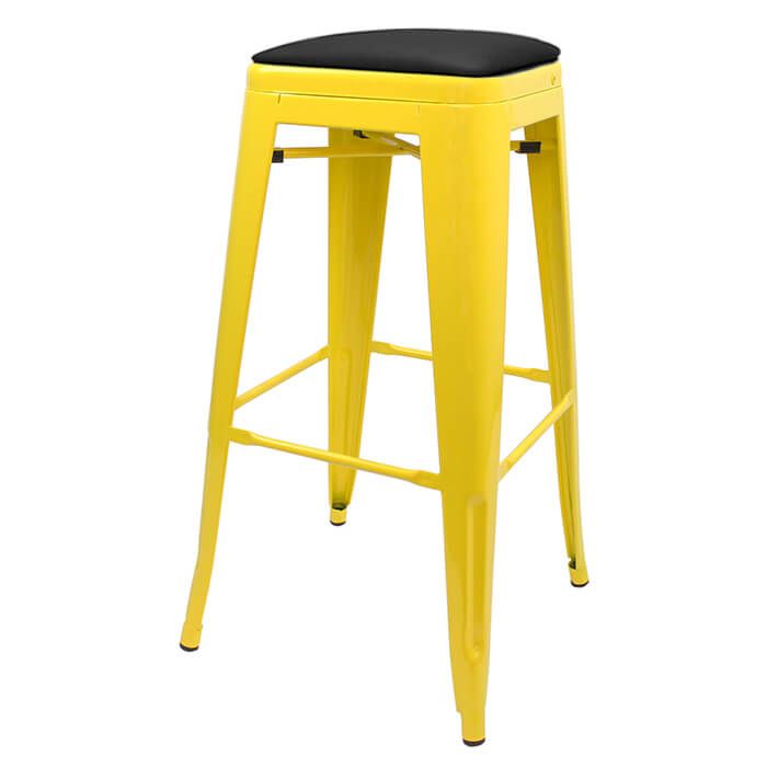 Tolix Style Bistro Bar Stool with Dome Seat | Yellow