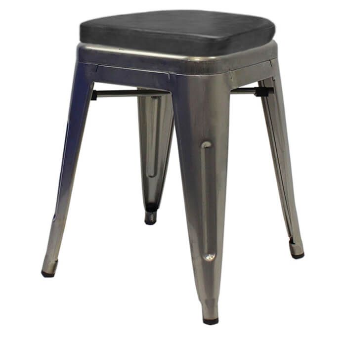 Tolix Style Bistro Low Stool with Box Seat | Industrial Grey