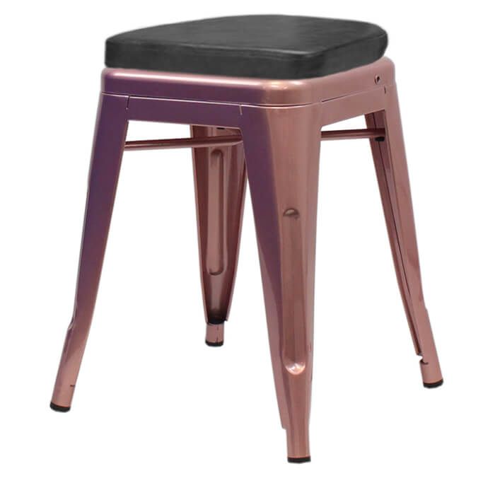Tolix Style Bistro Low Stool with Box Seat | Rose Gold
