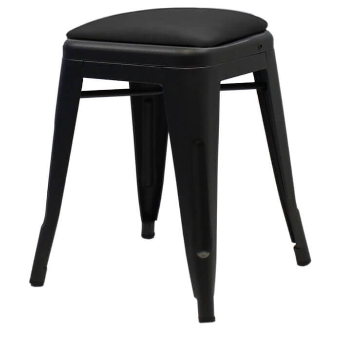 Tolix Style Bistro Low Stool with Dome Seat | Gun Metal Grey