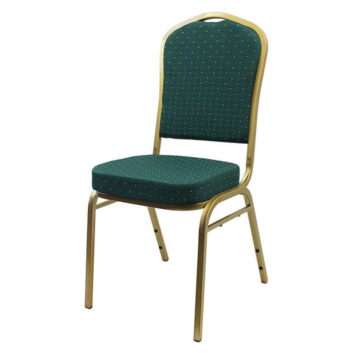 Steel Event Chair Diamond | Gold Frame Green Fabric