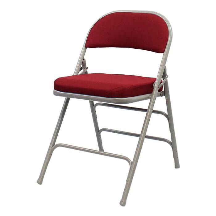 Comfort Premium + Metal Folding Chair | Silver Frame Red Fabric