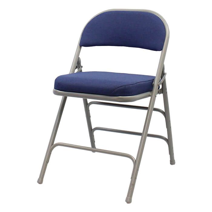 Comfort Premium + Metal Folding Chair | Silver Frame Blue Fabric