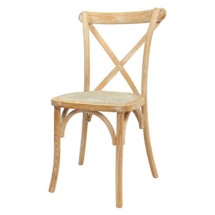 Crossback Event Chair | Oak Frame Distressed Finish with Rattan Seat