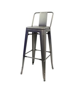 Tolix Style Bistro Bar Height Stool with Low Back | Industrial Grey
