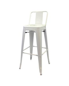Tolix Style Bar Height Stool with Low Back | White