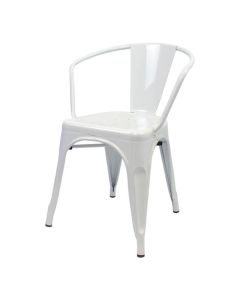 Tolix Style Bistro Chair with Arms | White