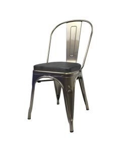 Tolix Style Bistro Chair with Box Seat | Industrial Grey
