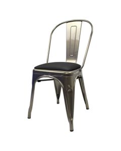 Tolix Style Bistro Chair with Dome Seat | Industrial Grey