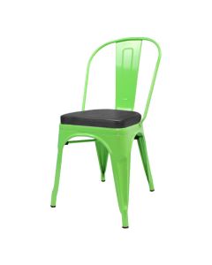 Tolix Style Bistro Chair with Box Seat | Green