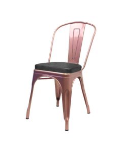 Tolix Style Bistro Chair with Box Seat | Rose Gold