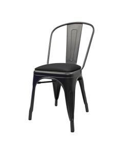 Tolix Style Bistro Chair with Dome Seat | Matte Gun Metal