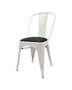 Tolix Style Bistro Chair with Dome Seat | White