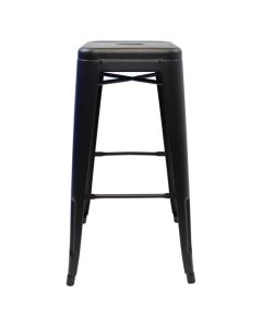 Profile view of matte black Tolix bar stool