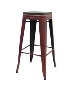 Tolix Style Bistro Bar Stool with Wooden Seat | Copper