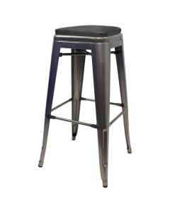Tolix Style Bistro Bar Stool with Box Seat | Industrial Grey