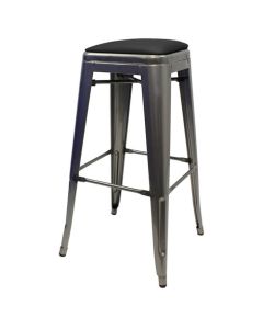 Tolix Style Bistro Bar Stool with Dome Seat | Industrial Grey