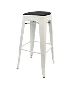 Tolix Style Bistro Bar Stool with Dome Seat | White