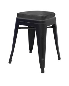 Tolix Style Bistro Low Stool with Box Seat | Matte Black