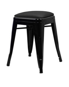 Tolix Style Bistro Low Stool with Dome Seat | Gloss Black