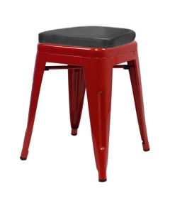 Tolix Style Bistro Low Stool with Box Seat | Red