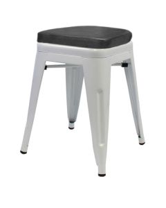 Tolix Style Bistro Low Stool with Box Seat | White