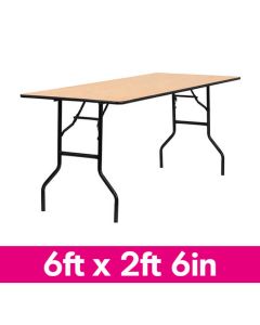 Rectangle 6 Foot by 2 Foot 6 Inch Wooden Event Table