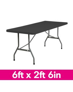 Rectangle 6 Foot by 2 Foot 6 Inch Black Plastic Event Table